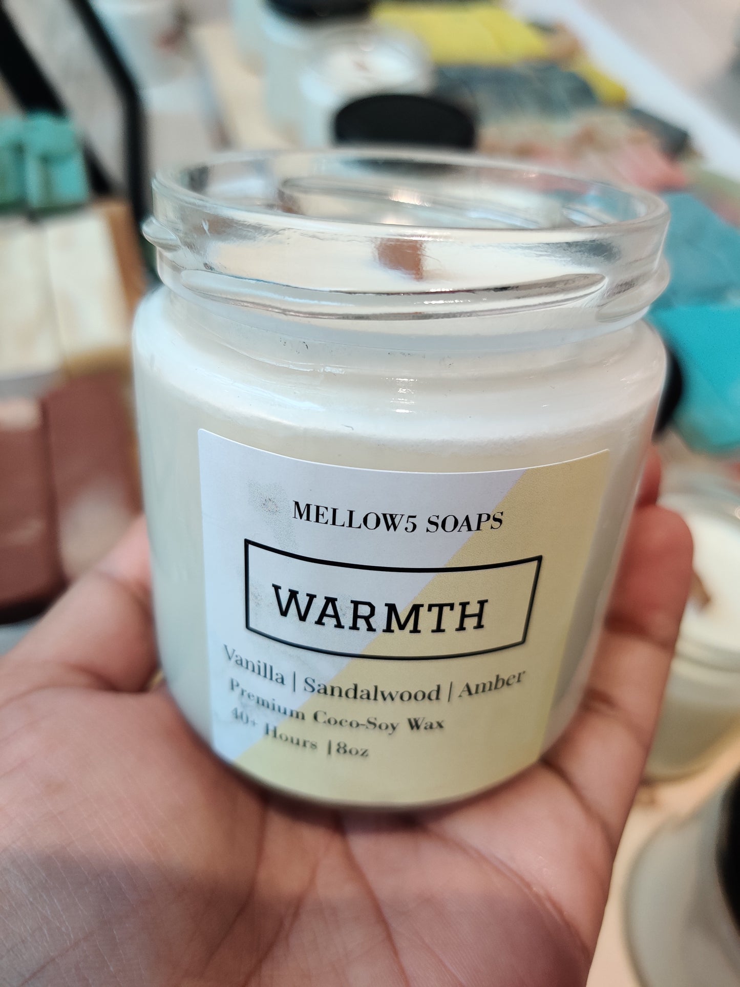 8oz Soy Coconut wax Candles - Wood wick Candles - Vanilla, Sandalwood & Amber